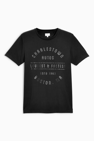 Black Muscle Fit Graphic T-Shirt